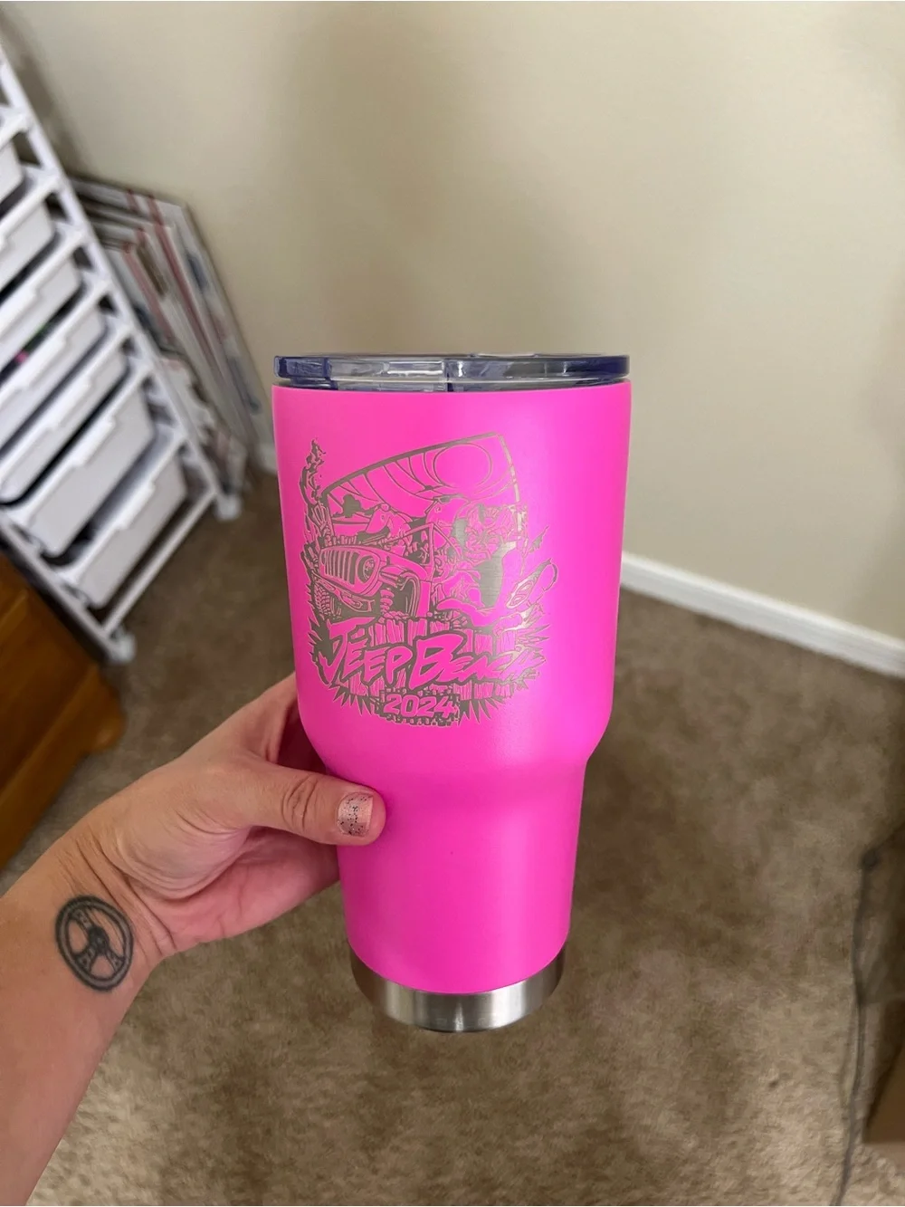 Hot Pink Stainless Travel Tumbler Jeep Beach 2024